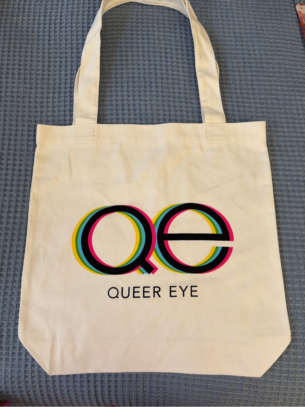 Queer Eye Canvas Tote Bag in Natural with Multicolor Logo
